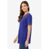 Woman Within Plus Size Perfect Printed Short-Sleeve V-Neck Tee(Petal Purple Tie Dye)
