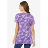 Woman Within Plus Size Perfect Printed Short-Sleeve V-Neck Tee(Petal Purple Tie Dye)