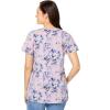 Woman Within Plus Size Perfect Printed Short-Sleeve V-Neck Tee(Pink Stamp Botanical)