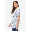 Woman Within Plus Size Perfect Printed Short-Sleeve V-Neck Tee(White Butterflies)