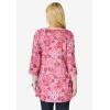 Woman Within Plus Size Perfect Printed Three-Quarter-Sleeve V-Neck Tunic(Black Multi Floral)