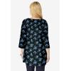 Woman Within Plus Size Perfect Printed Three-Quarter-Sleeve V-Neck Tunic(Blue Rose Ditsy Bouquet)