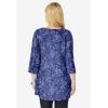 Woman Within Plus Size Perfect Printed Three-Quarter-Sleeve V-Neck Tunic(Evening Blue Paisley)