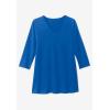 Woman Within Plus Size Perfect Printed Three-Quarter-Sleeve V-Neck Tunic(Geranium Tie Dye Hearts)
