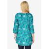 Woman Within Plus Size Perfect Printed Three-Quarter-Sleeve V-Neck Tunic(Pretty Jade Jacquard Floral)