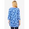 Woman Within Plus Size Perfect Printed Three-Quarter-Sleeve V-Neck Tunic(Royal Navy Tie Dye)