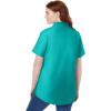 Woman Within Plus Size Perfect Short Sleeve Button-Down Shirt Oversized Tunic Blouse(Aquamarine)
