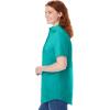 Woman Within Plus Size Perfect Short Sleeve Button-Down Shirt Oversized Tunic Blouse(Aquamarine)