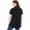 Woman Within Plus Size Perfect Short Sleeve Button-Down Shirt Oversized Tunic Blouse(Black)
