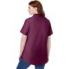 Woman Within Plus Size Perfect Short Sleeve Button-Down Shirt Oversized Tunic Blouse(Deep Claret)