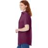 Woman Within Plus Size Perfect Short Sleeve Button-Down Shirt Oversized Tunic Blouse(Deep Claret)