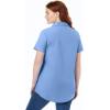 Woman Within Plus Size Perfect Short Sleeve Button-Down Shirt Oversized Tunic Blouse(French Blue)