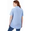 Woman Within Plus Size Perfect Short Sleeve Button-Down Shirt Oversized Tunic Blouse(French Blue Stripe)