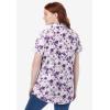 Woman Within Plus Size Perfect Short Sleeve Button-Down Shirt Oversized Tunic Blouse(Original Soft Iris Shadow Floral)