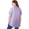 Woman Within Plus Size Perfect Short Sleeve Button-Down Shirt Oversized Tunic Blouse(Pale Lilac)
