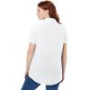 Woman Within Plus Size Perfect Short Sleeve Button-Down Shirt Oversized Tunic Blouse(White)