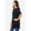 Woman Within Plus Size Perfect Short-Sleeve Boatneck Tunic(Black)