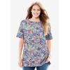 Woman Within Plus Size Perfect Short-Sleeve Boatneck Tunic(Raspberry)