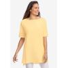 Woman Within Plus Size Perfect Short-Sleeve Boatneck Tunic(White)