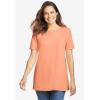 Woman Within Plus Size Perfect Short-Sleeve Keyhole Tee(Black)