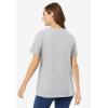 Woman Within Plus Size Perfect Short-Sleeve Scoopneck Tee(Heather Grey)
