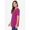 Woman Within Plus Size Perfect Short-Sleeve V-Neck Tee (Petite Available)(Raspberry)