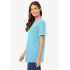 Woman Within Plus Size Perfect Short-Sleeve V-Neck Tee (Petite Available)(Seamist Blue)