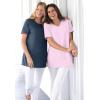 Woman Within Plus Size Perfect Short-Sleeve V-Neck Tee (Petite Available)(Soft Iris)