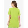 Woman Within Plus Size Perfect Short-Sleeve V-Neck Tunic(Lime)
