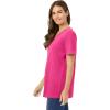 Woman Within Plus Size Perfect Short-Sleeve V-Neck Tunic(Raspberry Sorbet)