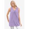 Woman Within Plus Size Perfect Sleeveless Shirred V-Neck Tunic(Classic Medium Heather Grey)
