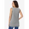 Woman Within Plus Size Perfect Sleeveless Shirred V-Neck Tunic(Medium Heather Grey)