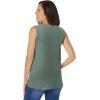 Woman Within Plus Size Perfect Sleeveless Shirred V-Neck Tunic(Pine)