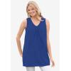 Woman Within Plus Size Perfect Sleeveless Shirred V-Neck Tunic(Raspberry)