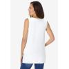 Woman Within Plus Size Perfect Sleeveless Shirred V-Neck Tunic(White)