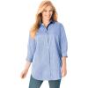 Woman Within Plus Size Perfect Three Quarter Sleeve Shirt(Bright Rose Gridded Floral)