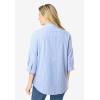 Woman Within Plus Size Perfect Three Quarter Sleeve Shirt(French Blue Stripe)
