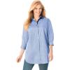 Woman Within Plus Size Perfect Three Quarter Sleeve Shirt(Ivory Abstract)