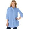 Woman Within Plus Size Perfect Three Quarter Sleeve Shirt(Ivory Abstract)