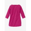 Woman Within Plus Size Perfect Three-Quarter Sleeve Boatneck Tee(Black)