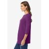Woman Within Plus Size Perfect Three-Quarter Sleeve Boatneck Tee(Plum Purple)