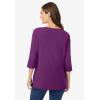 Woman Within Plus Size Perfect Three-Quarter Sleeve Boatneck Tee(Plum Purple)
