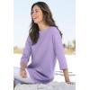 Woman Within Plus Size Perfect Three-Quarter Sleeve Boatneck Tee(Radiant Purple)