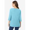 Woman Within Plus Size Perfect Three-Quarter Sleeve Boatneck Tee(Seamist Blue)
