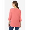 Woman Within Plus Size Perfect Three-Quarter Sleeve Boatneck Tee(Sweet Coral)