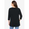 Woman Within Plus Size Perfect Three-Quarter Sleeve Crewneck Tee(Black)