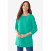 Woman Within Plus Size Perfect Three-Quarter Sleeve Crewneck Tee(Black)