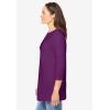 Woman Within Plus Size Perfect Three-Quarter Sleeve Crewneck Tee(Plum Purple)