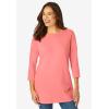 Woman Within Plus Size Perfect Three-Quarter Sleeve Crewneck Tee(Pretty Turquoise)