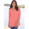 Woman Within Plus Size Perfect Three-Quarter Sleeve V-Neck Tee (Petite Available)(French Blue)